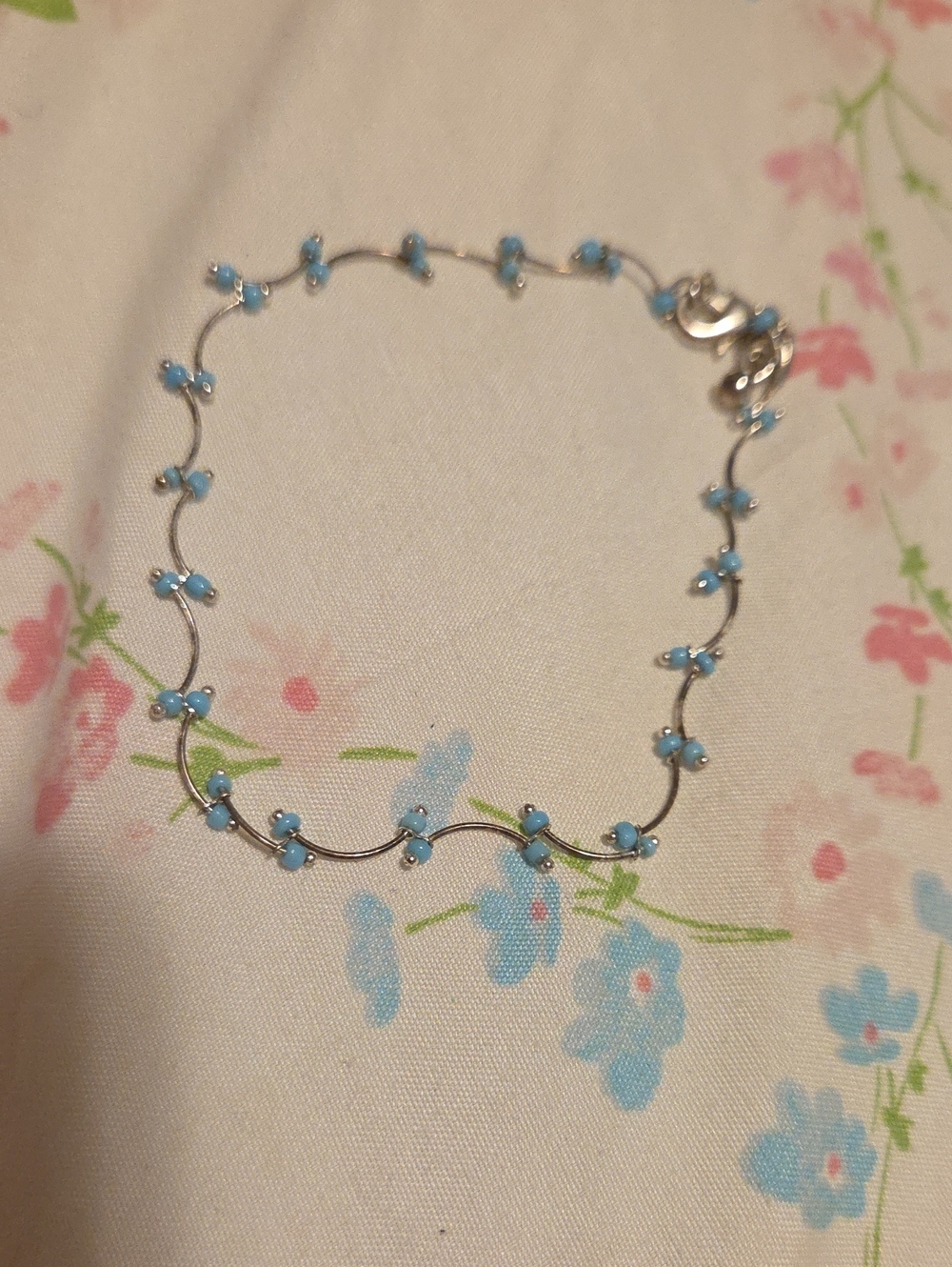 Delicate Blue Beaded Anklet